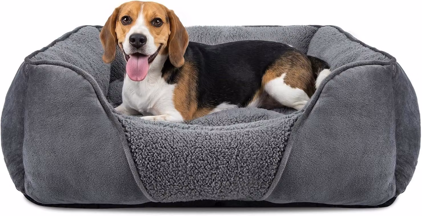 Cuccia per cani, dimensioni 63x53x20 cm, adatta a cani di piccola taglia, aspetto simile alla lana, lavabile, antiscivolo, colore grigio