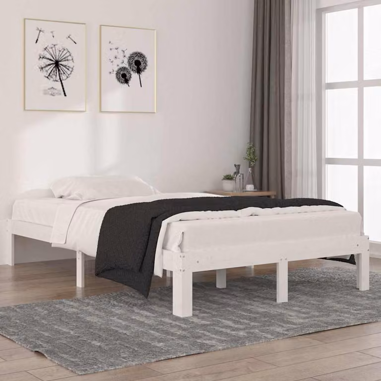 Giroletto vidaXL in legno massello di pino bianco con doghe fisse, L/P: 120 x 200 cm