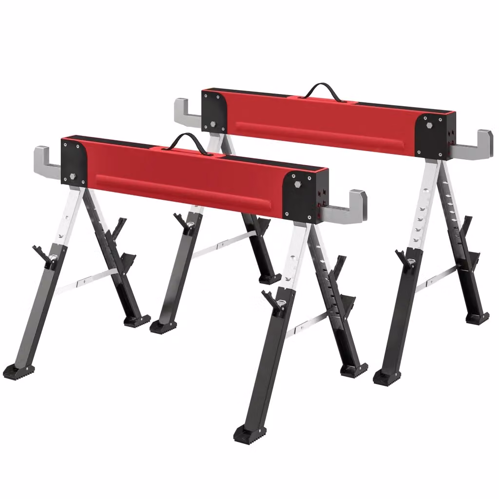 Cavalletto da lavoro pieghevole Minimal in metallo rosso, Altezza: 64-81 cm – 2
