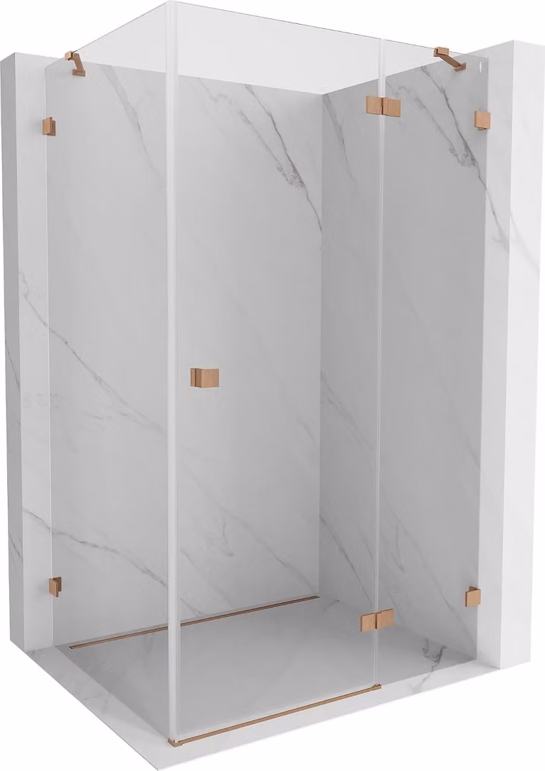 Mexen Lunar cabina doccia battente destra 70 x 80 cm, trasparente, rame spazzolato - 834-070-080-65-00-P