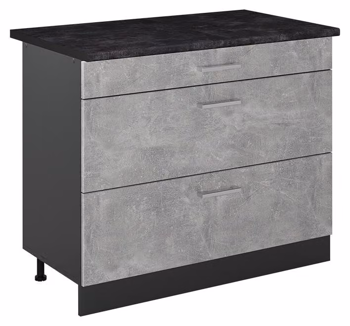 Mobiletto base per cucina Vicco R-Line Calcestruzzo/Antracite 100 cm piano di lavoro Antracite, Model 71552