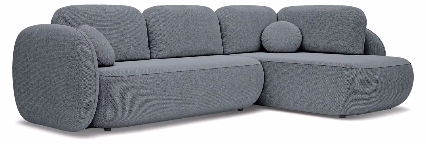 Divano angolare con funzione letto, modello Olemo, lato destro, colore grigio scuro
