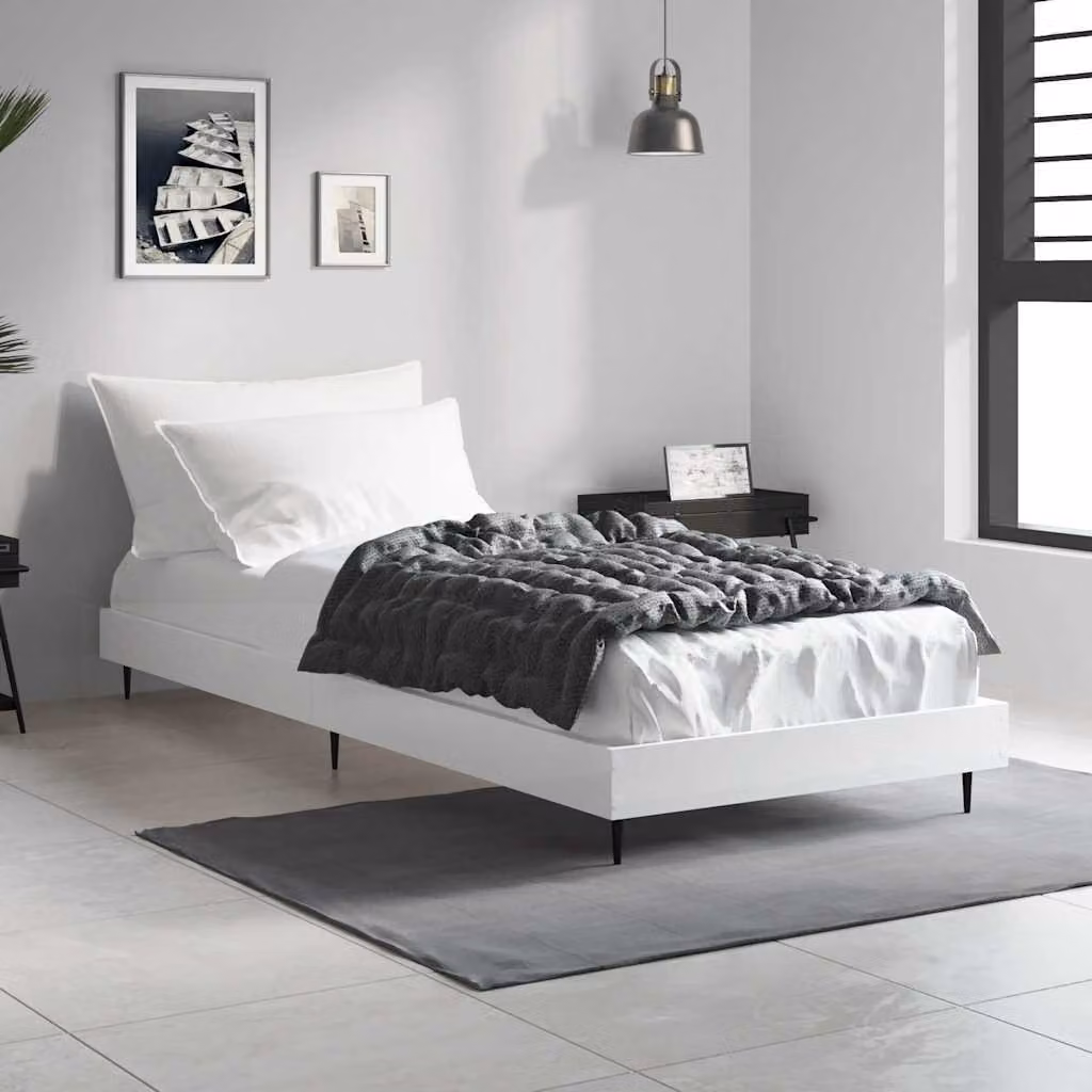 vidaXL Giroletto Bianco in Legno e Metallo L: 193 cm, P: 78 cm, H: 20 cm