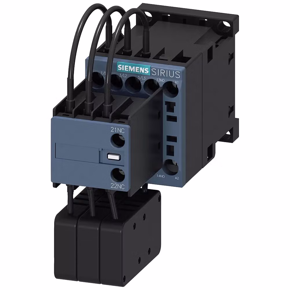 Siemens Schütz, AC-6B, 12,5 kVA/400 V, 1S+1Ö, CA 110 V/50 Hz, 120 V/60 Hz, 3 poli, a vite… 3RT26171AK63
