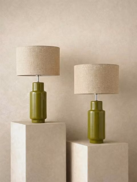 Set di 2 lampade da tavolo Lisbon Kenay Home in ceramica verdi e beige