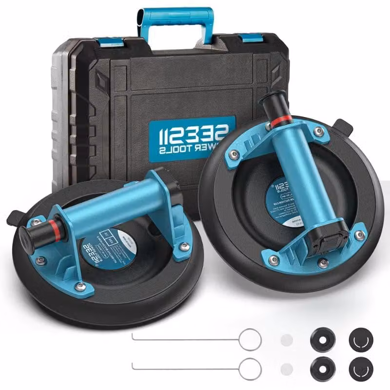 Aspiratori a vuoto - SC-8M - Set da 2 pezzi - 20,3 cm - Maniglia con pompa - Capacità di sollevamento: 200 kg - Materiale: alluminio - Adatti per piastrelle, vetro, granito, metallo e finestre