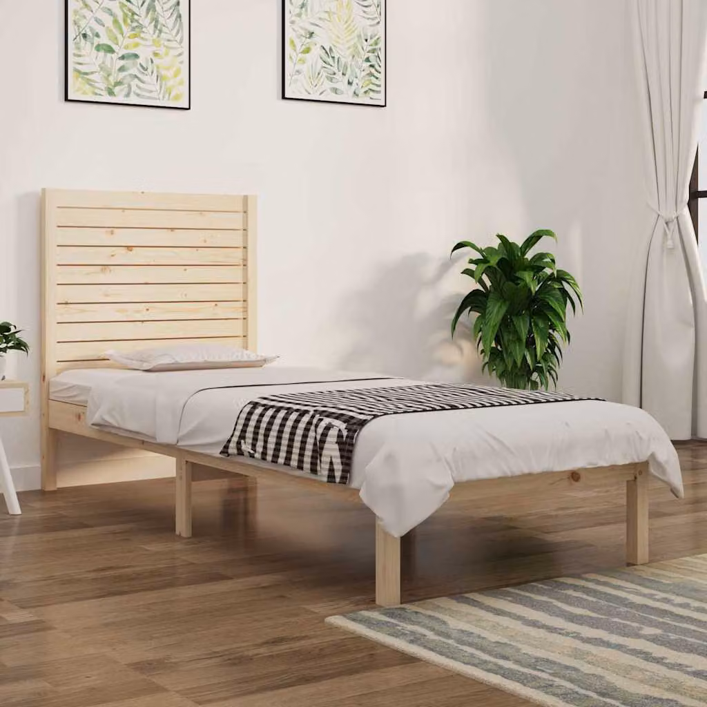 vidaXL Giroletto in Legno Massello di Pino con Doghe Fisse, L/P/H: 80 x 190 cm