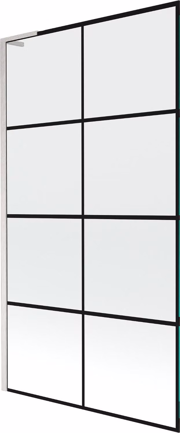 Mexen Next L paratia per vasca da bagno a 1 anta 100 x 150 cm, griglia nera, nichel spazzolato - 895-100-000-03-77-97
