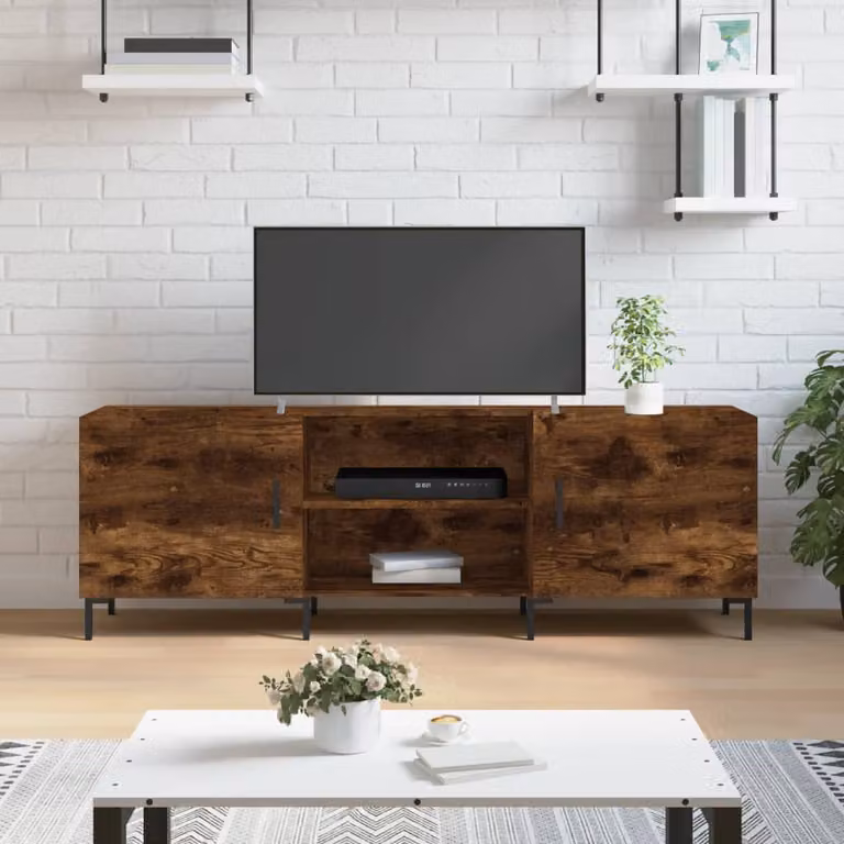 vidaXL Mobile Porta TV Moderno in Legno e Metallo, Colore Marrone, L/P/H: 150 x 30 x 50 cm