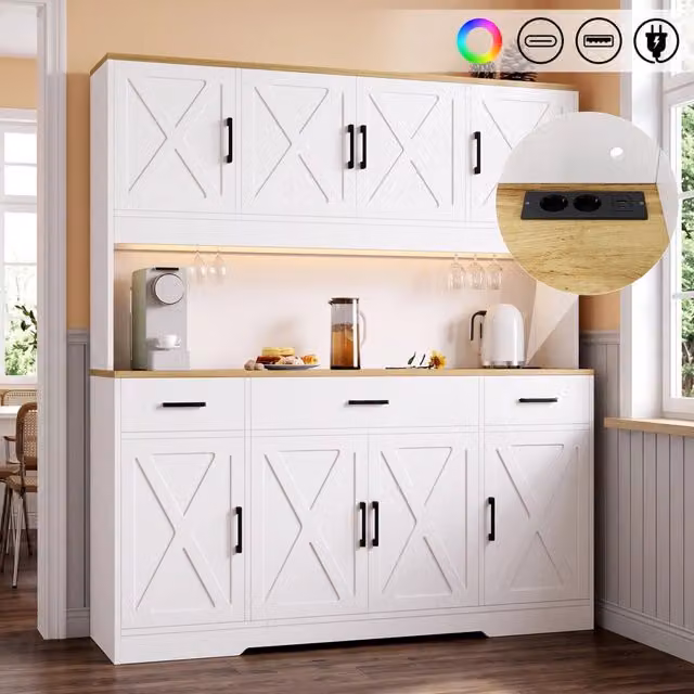 Mobile credenza da pranzo ¨C Minimal ¨C bianco rovere 150x40x180 cm scomparti con porte