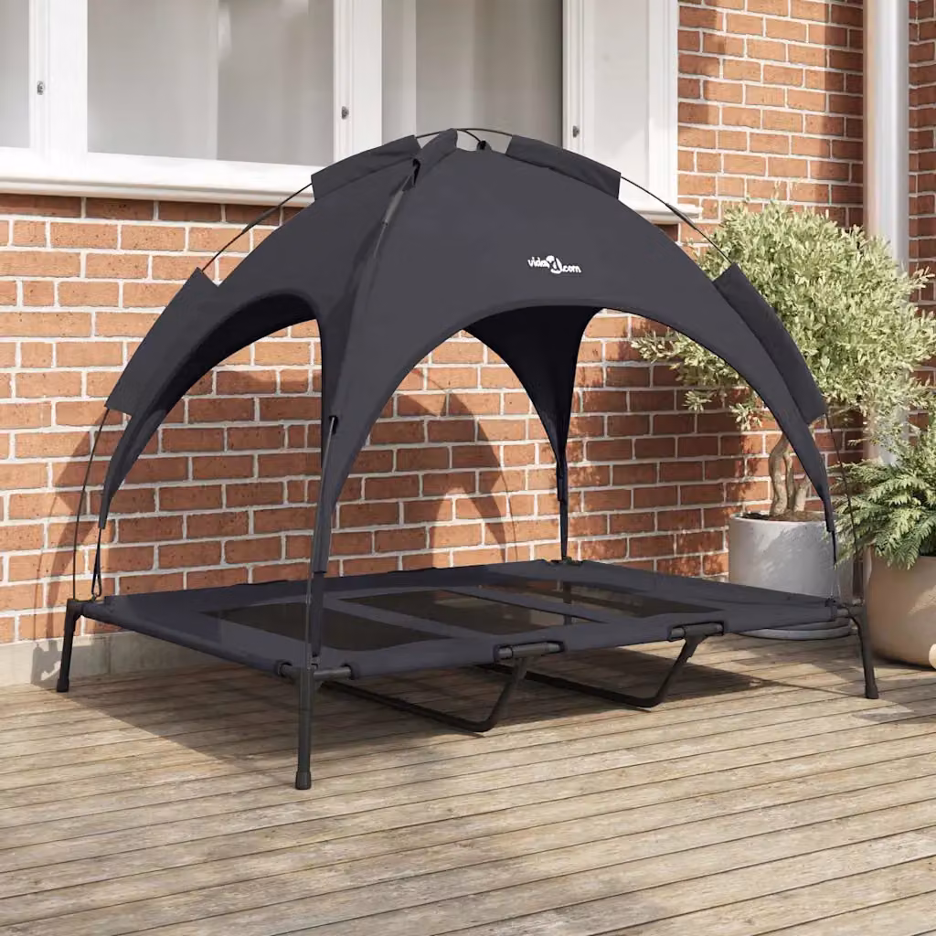 Letto per cani vidaXL in metallo nero con tetto rimovibile L 122 x P 93 x H 106,5 cm