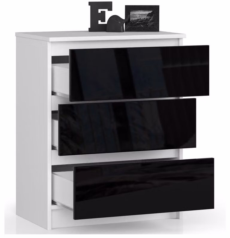 Comodino da 60 cm con 3 cassetti, credenza, mobile da 77 cm di altezza e 40 cm di profondità
