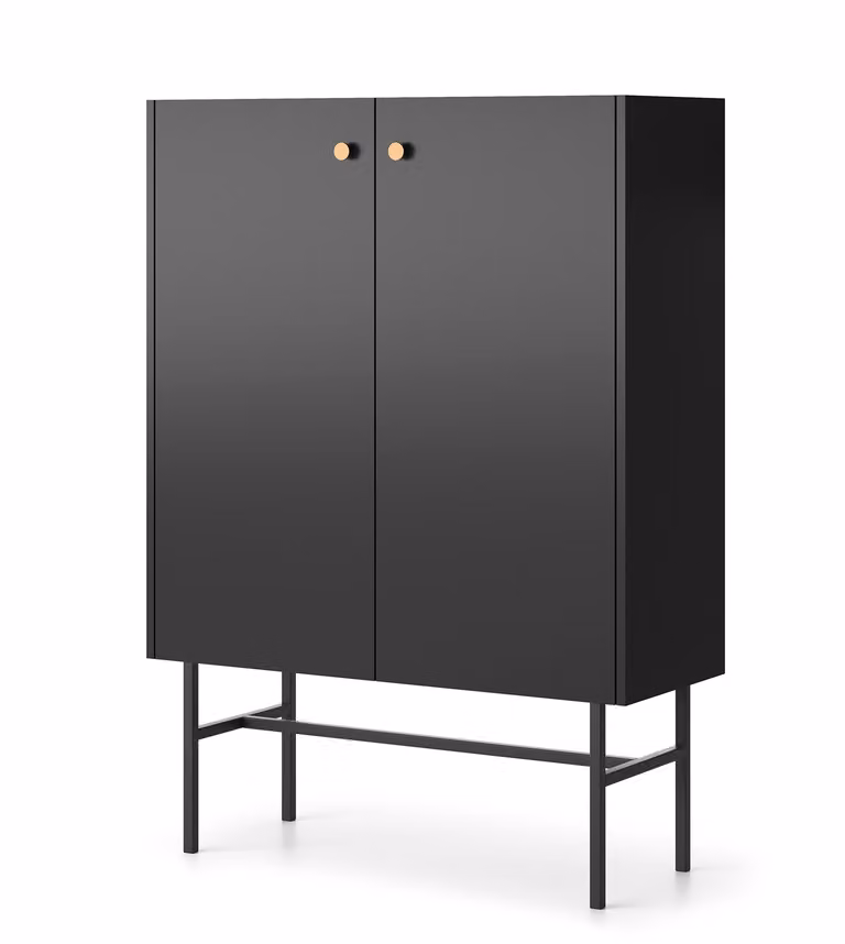 AX LIVING Comodò moderno Dinley – larghezza 93 cm, interamente nero opaco