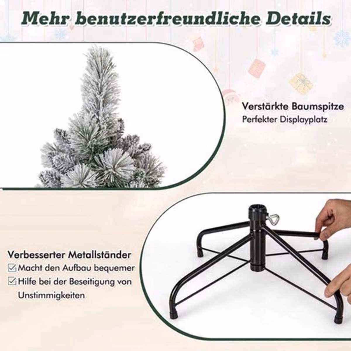 Albero di Natale artificiale, altezza 150 cm, verde, con 130 luci LED bianco caldo - Albero di Natale pop-up con 378 rami