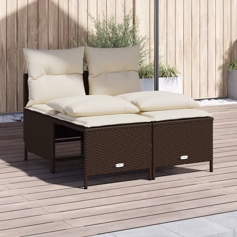 Maison Exclusive - Set divani da giardino 4 pezzi con cuscini Marrone Polyrattan