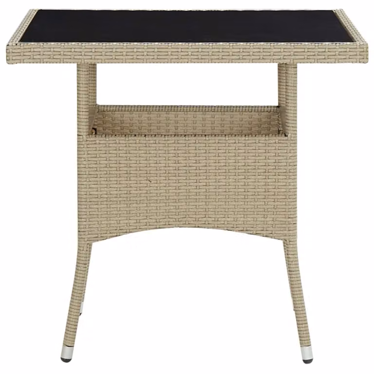 set da pranzo da giardino 5 pezzi in polirattan e vetro beige