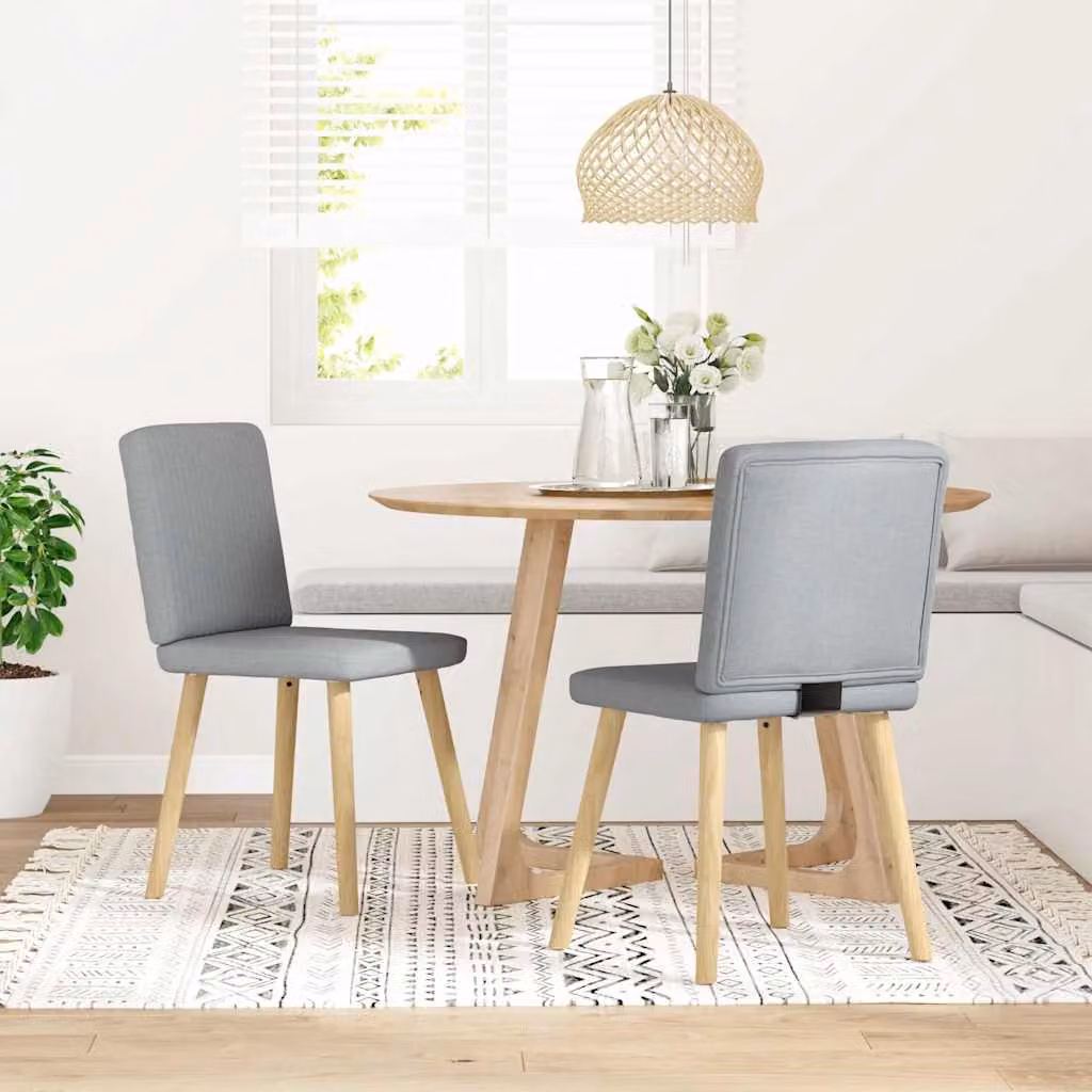 Set di 2 sedie da pranzo vidaXL in tessuto grigio chiaro con struttura in legno e metallo