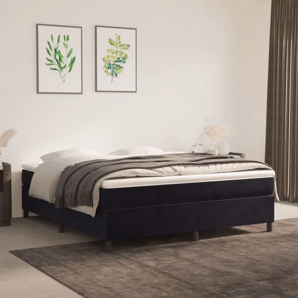 Maison Exclusive - Struttura Letto a Rete a Molle Nero 160x200 cm in Velluto