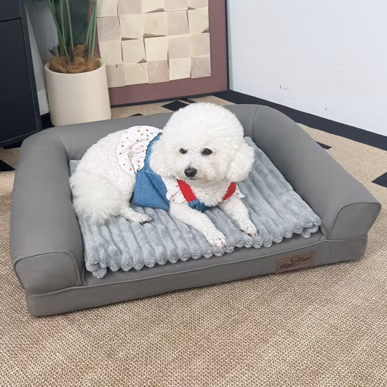 Cuccia per cani in pelle, cuscino per cani, cesta per cani, lettino per animali domestici, letto grigio