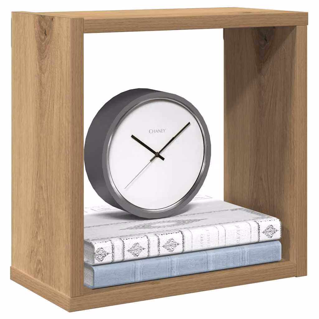 Set di 2 mensole a cubo vidaXL da parete in legno marrone, design moderno, L 30 x P 15 x H 30 cm
