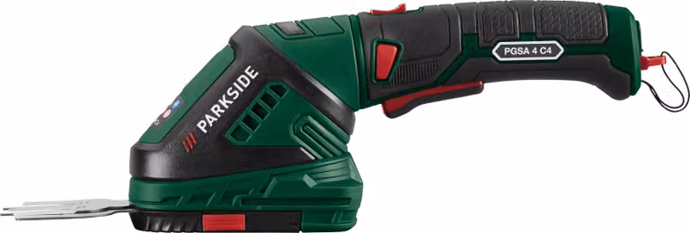 PARKSIDE® Tagliasiepi e tagliaerba a batteria 4 V, modello »PGSA 4 C4«, con manico ergonomico rotante a 180°