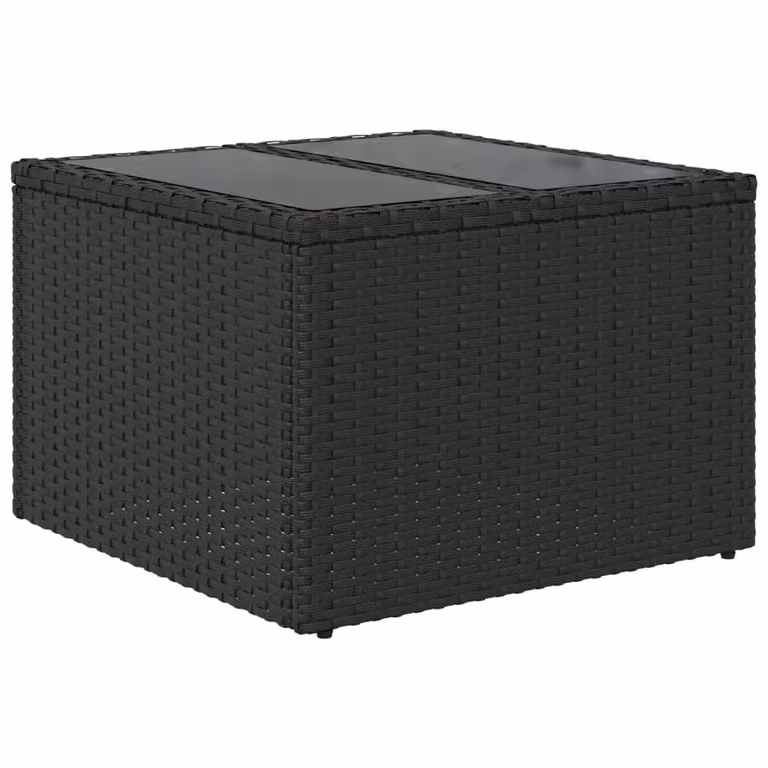 Tavolo da giardino con piano in vetro nero 55x55x37 cm in polyrattan