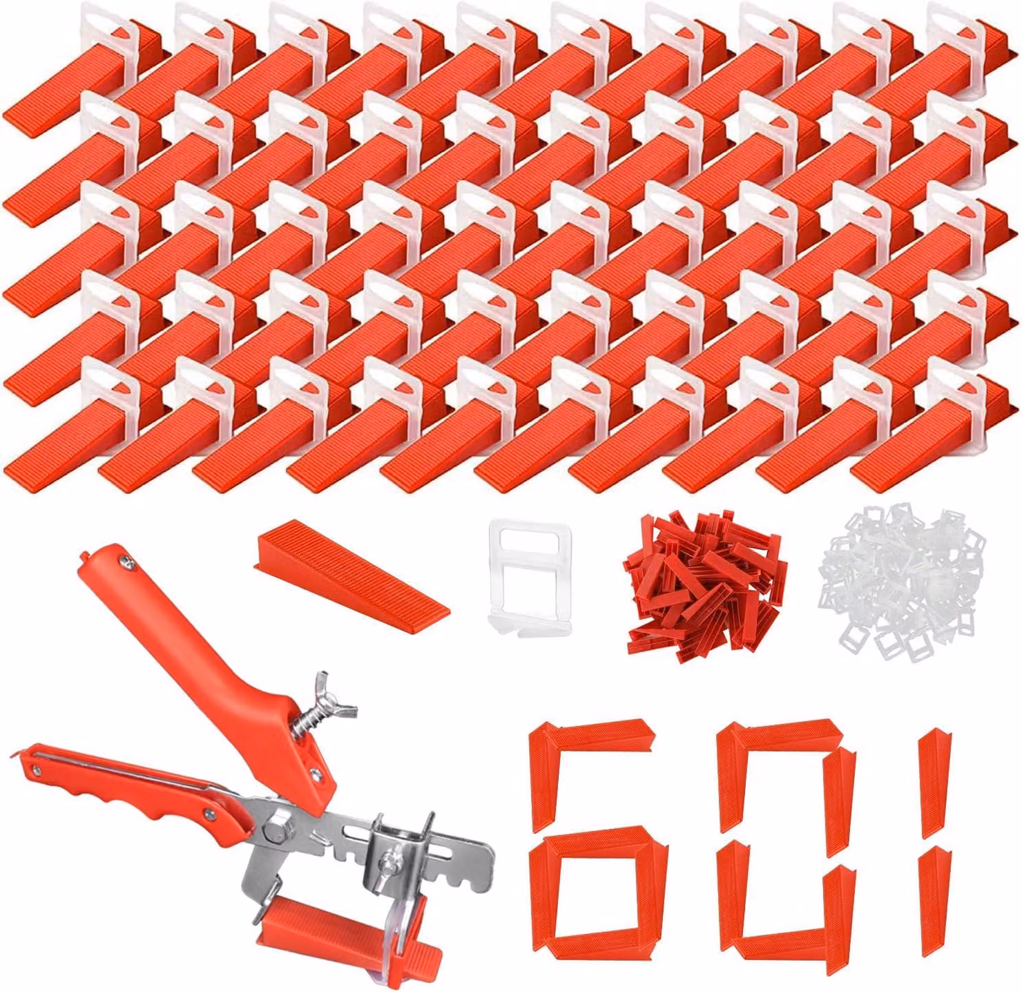 Kit sistema di livellamento per piastrelle, composto da 601 pezzi, inclusi 500 distanziatori, 100 elementi di regolazione e 3 mm di clip di trazione, per piastrelle da pavimento