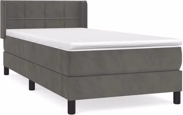 Letto singolo | Letto per adulti | Giroletto a Molle con Materasso Grigio Scuro 80x200 cm Velluto
