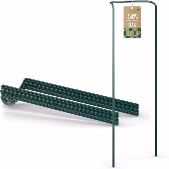 Sostegni in Acciaio a Forma di Foglia (10 Pezzi) - Supporto Fissio per Piante Semirondi 100cm x 40cm - Sostegno per Fiori per Hortensie e Rose
