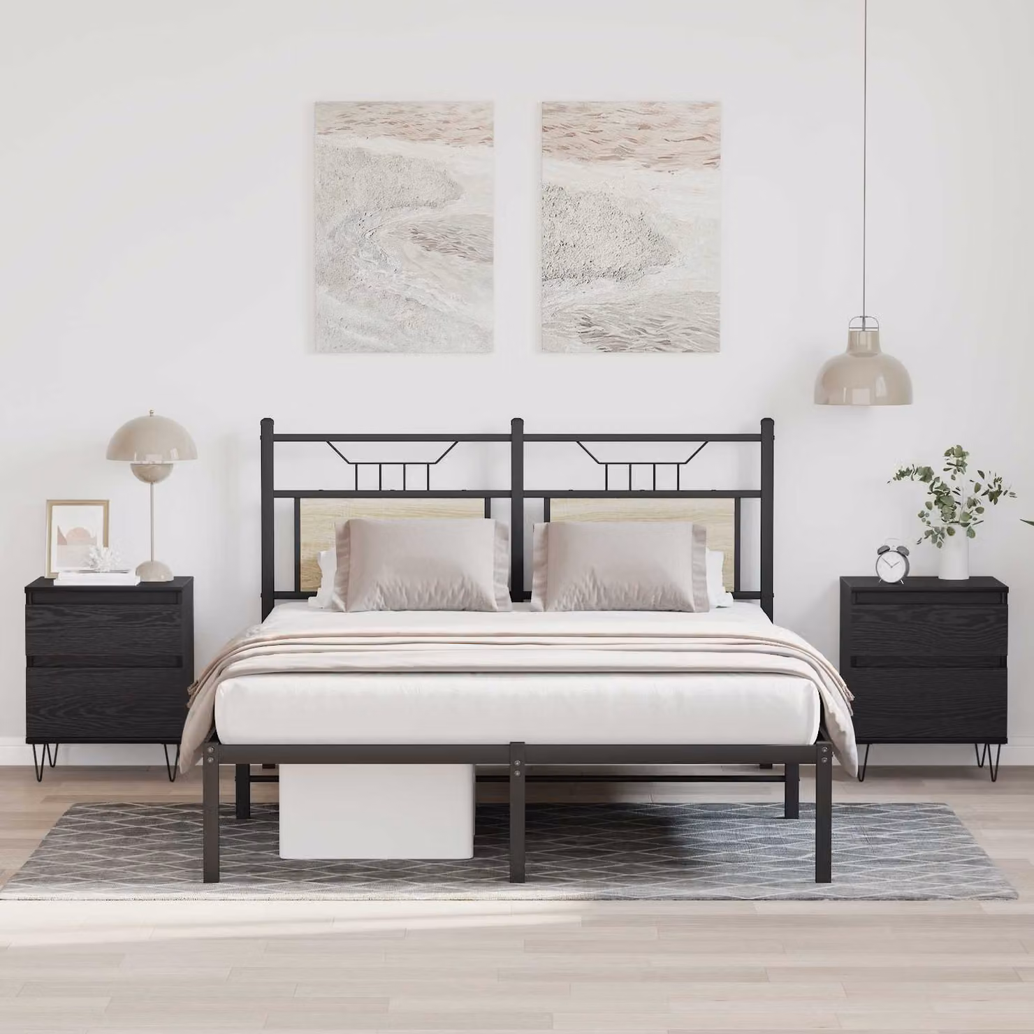 Armadietto per letto vidaXL in stile moderno, colore nero opaco, L 40 cm x P 35 cm x H 50 cm