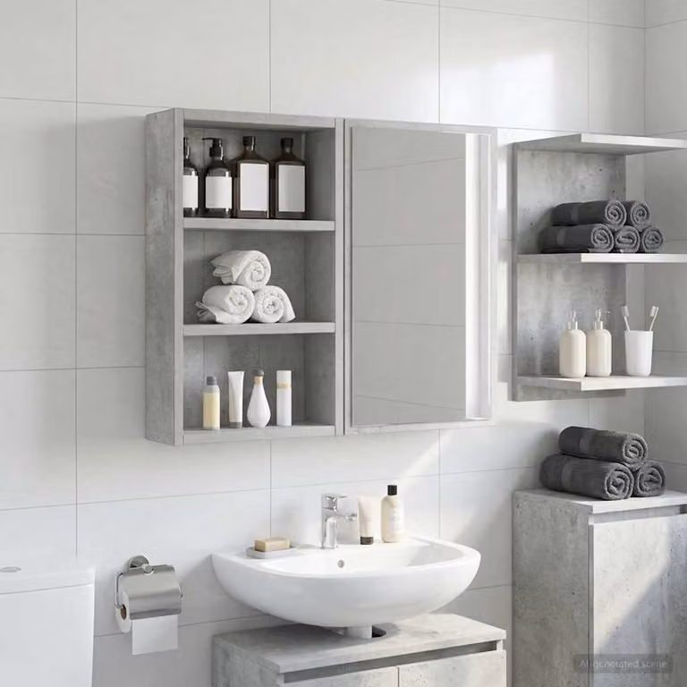 Armadio da bagno a muro vidaXL moderno in MDF Grigio L: 30 cm, P: 10 cm, H: 50 cm