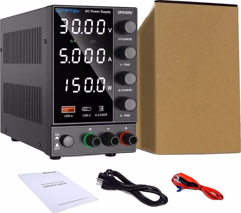 Alimentatore DC, ricarica rapida USB-A/Type-C, display ad alta precisione, DPS305U 30V 5A