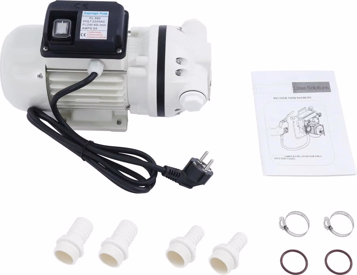 Pompa a membrana, portata 34L/min, struttura resistente, BIANCO