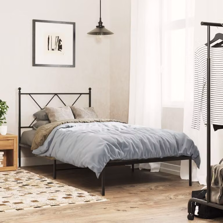 vidaXL Giroletto con Testiera in Metallo Nero L/P/H: 190 x 90 x 95 cm