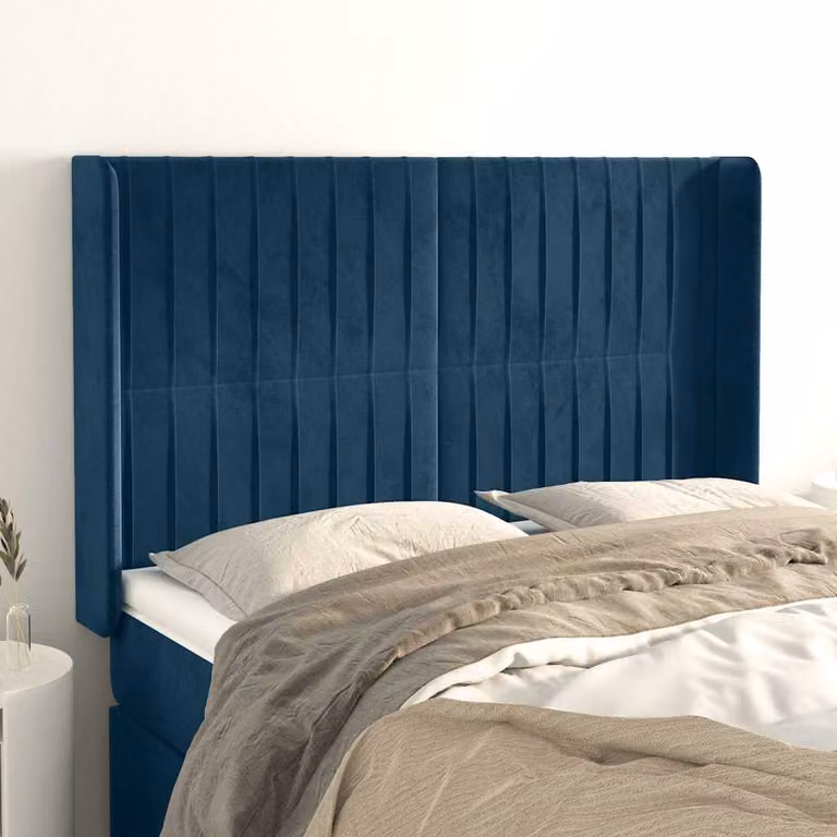 Testiera ad orecchio vidaXL in velluto blu scuro L: 147 cm, P: 16 cm, H: 118-128 cm