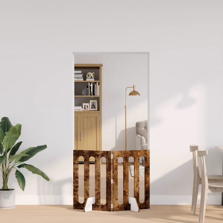 Set di 2 recinti pieghevoli per cani vidaXL in legno color marrone