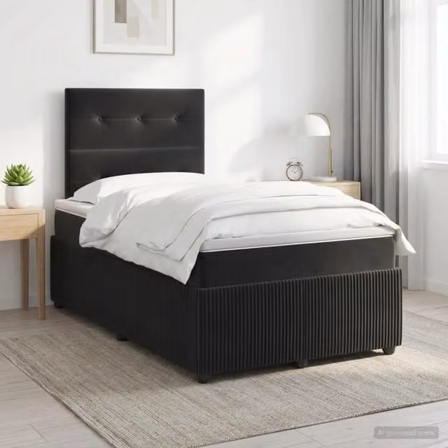 Letto box spring con materasso ibrido vidaXL in velluto nero L/P: 120 x 200 cm