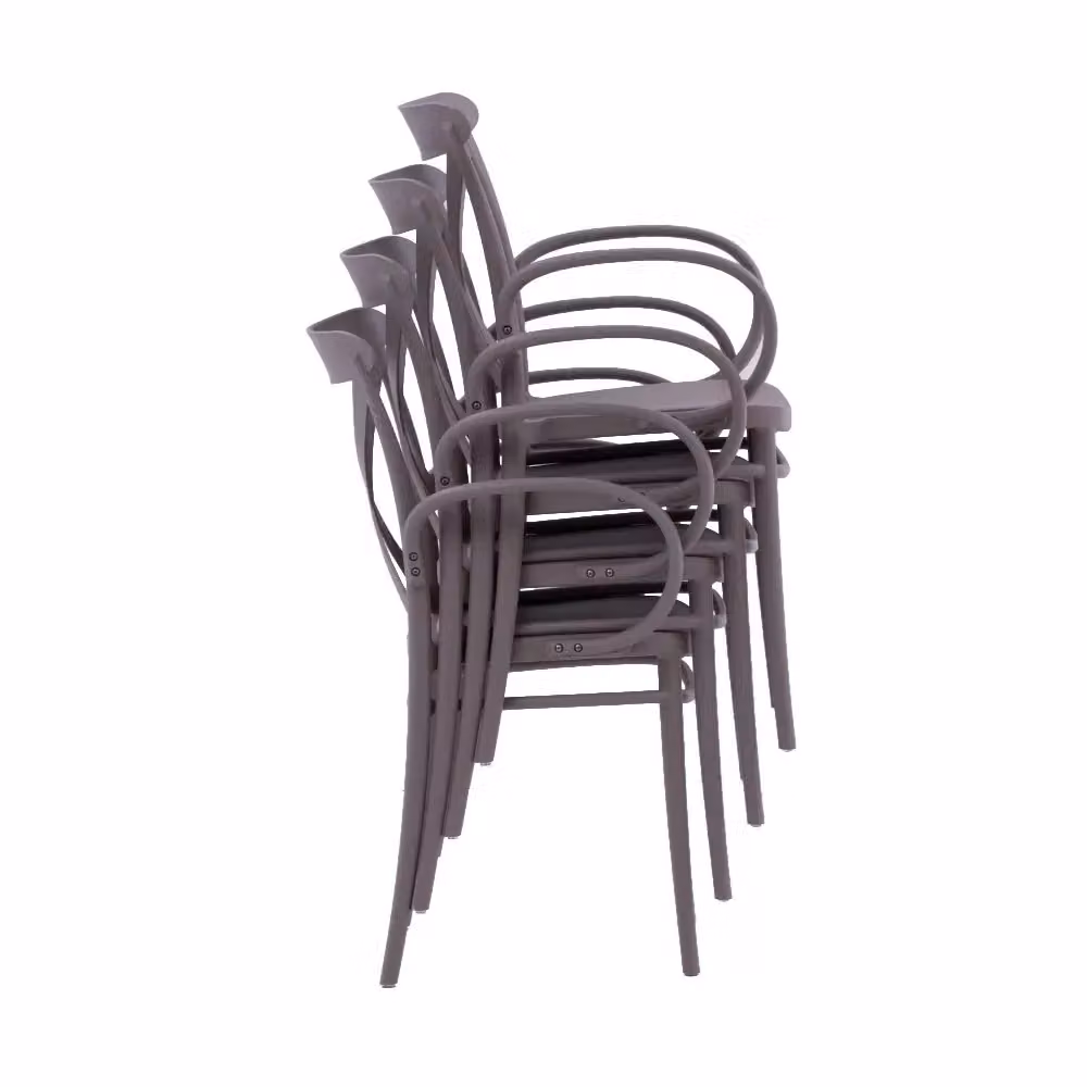 Set di 2 poltrone con braccioli in polipropilene Mobili 2G colore tortora L 57 cm, P 52 cm, H 85 cm – 2