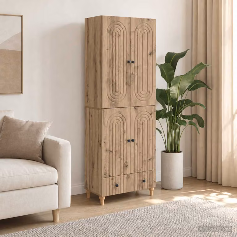 Set di 2 armadi moderni vidaXL in legno e MDF marrone con ripiani e cassetti per soggiorno o ufficio