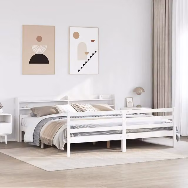Giroletto con Testiera senza Materasso Bianco 200x200 cm 3306693
