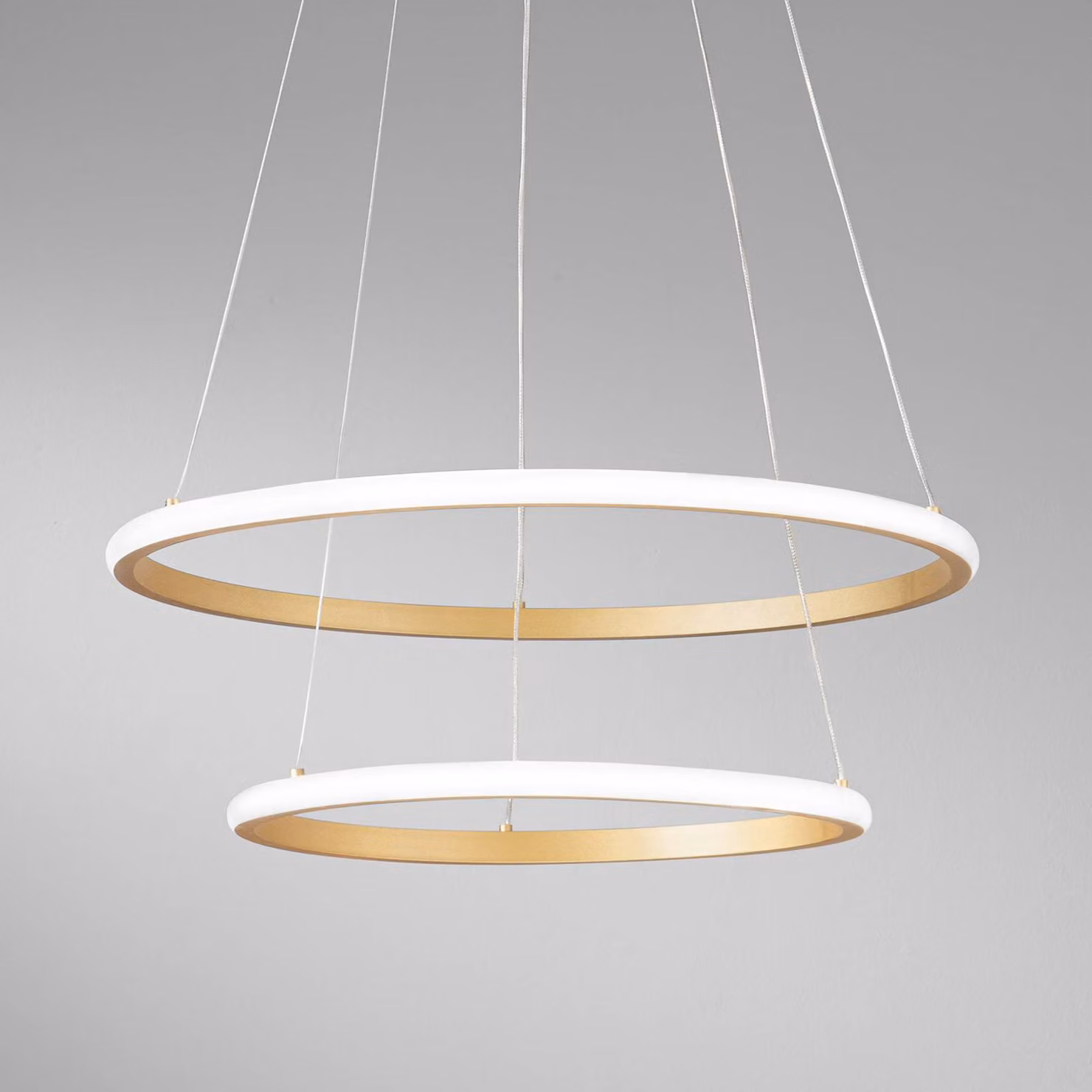 Luce Ambiente Design Lampada LED a sospensione Axis, Ø 60/40 cm, metallo dorato CCT, RGB Axis, Ottone / Oro, Soggiorno / Sala da pranzo, Metallo, Moderno