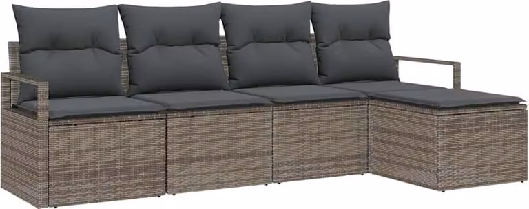 Set di divani 5 pcs Grigio polyrattan