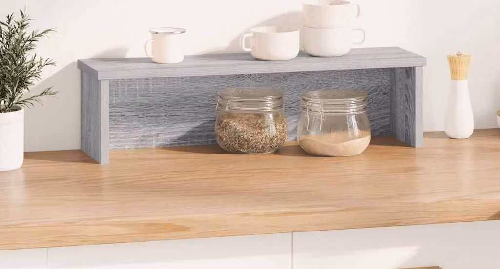 Scaffale da Cucina Impilabile Grigio Sonoma 50x15x16 cm