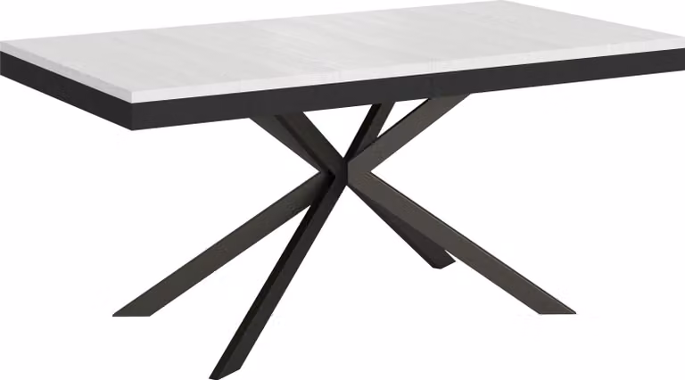 ITYHOME - Tavolo allungabile 160/420X90 cm Plaker Evolution bianco frassino telaio e gambe antracite