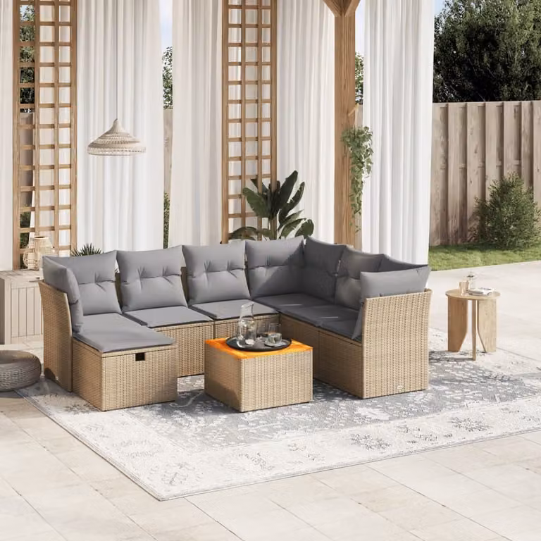 Maison Exclusive - Set Divano da Giardino 8 pz con Cuscini Beige Misto Polyrattan