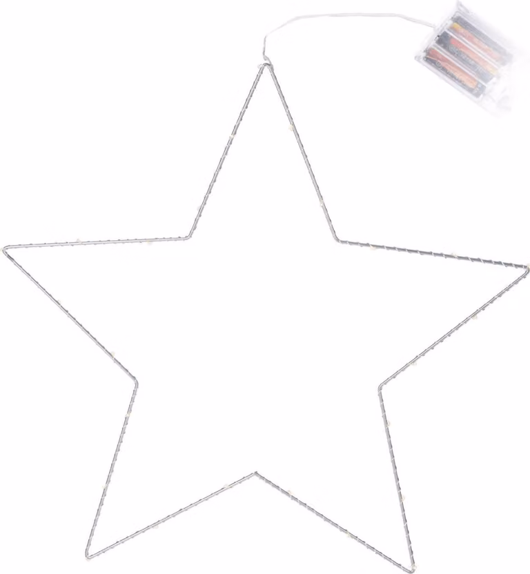 Stella illuminata in argento con 25 LED - Ø 45 cm - funzionamento a batteria