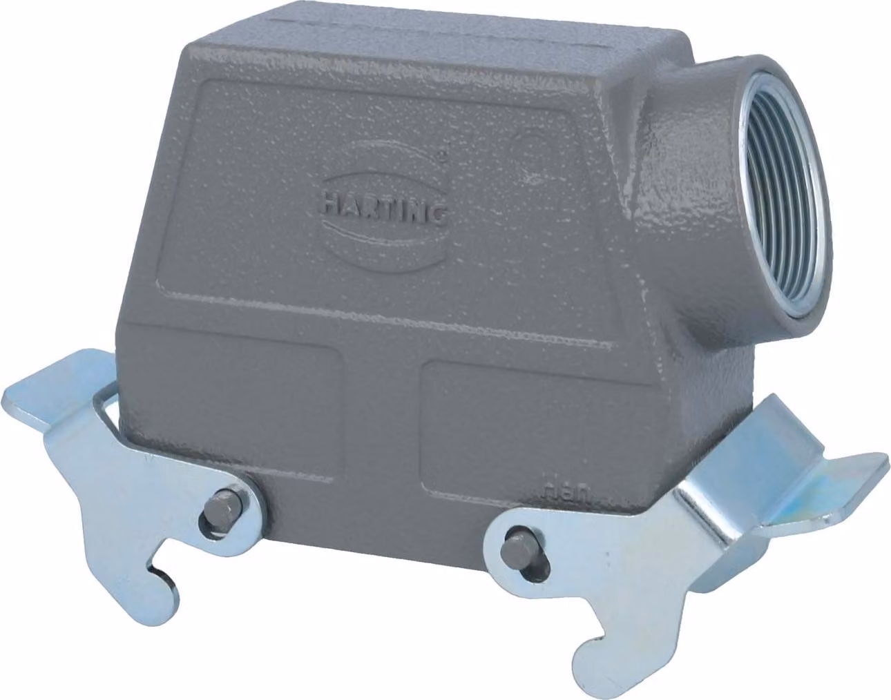 HARTING Han 16B Custodia a manicotto alta, 1xM32 uscita cavo laterale, con 2 staffe trasversali Vite M32 Area di serraggio