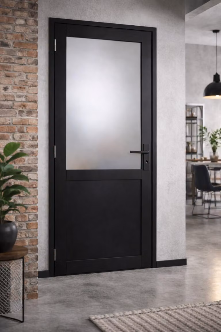 Bloc Porta Athena Nero H204 x L83 cm, lato tavola P. destro, maniglia GD MENUISERIES