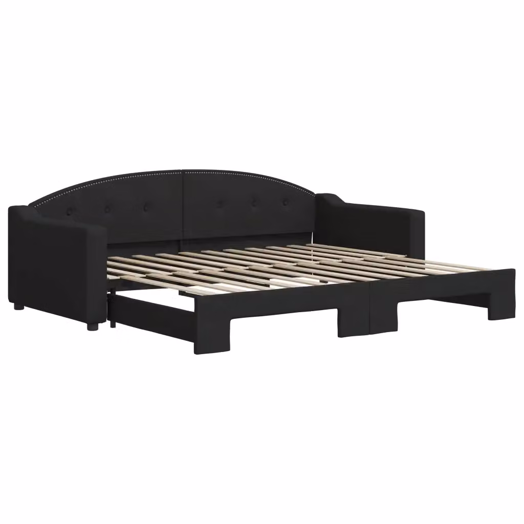 Divano Letto Moderno vidaXL con Letto Estraibile in Tessuto Nero L/P/H: 223 x 90 x 75 cm – 2
