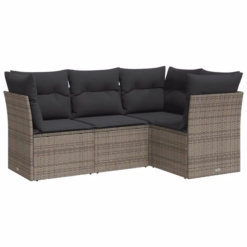 Set di Divani da Giardino vidaXL a Forma di L con Cuscini, Colore Grigio – 2